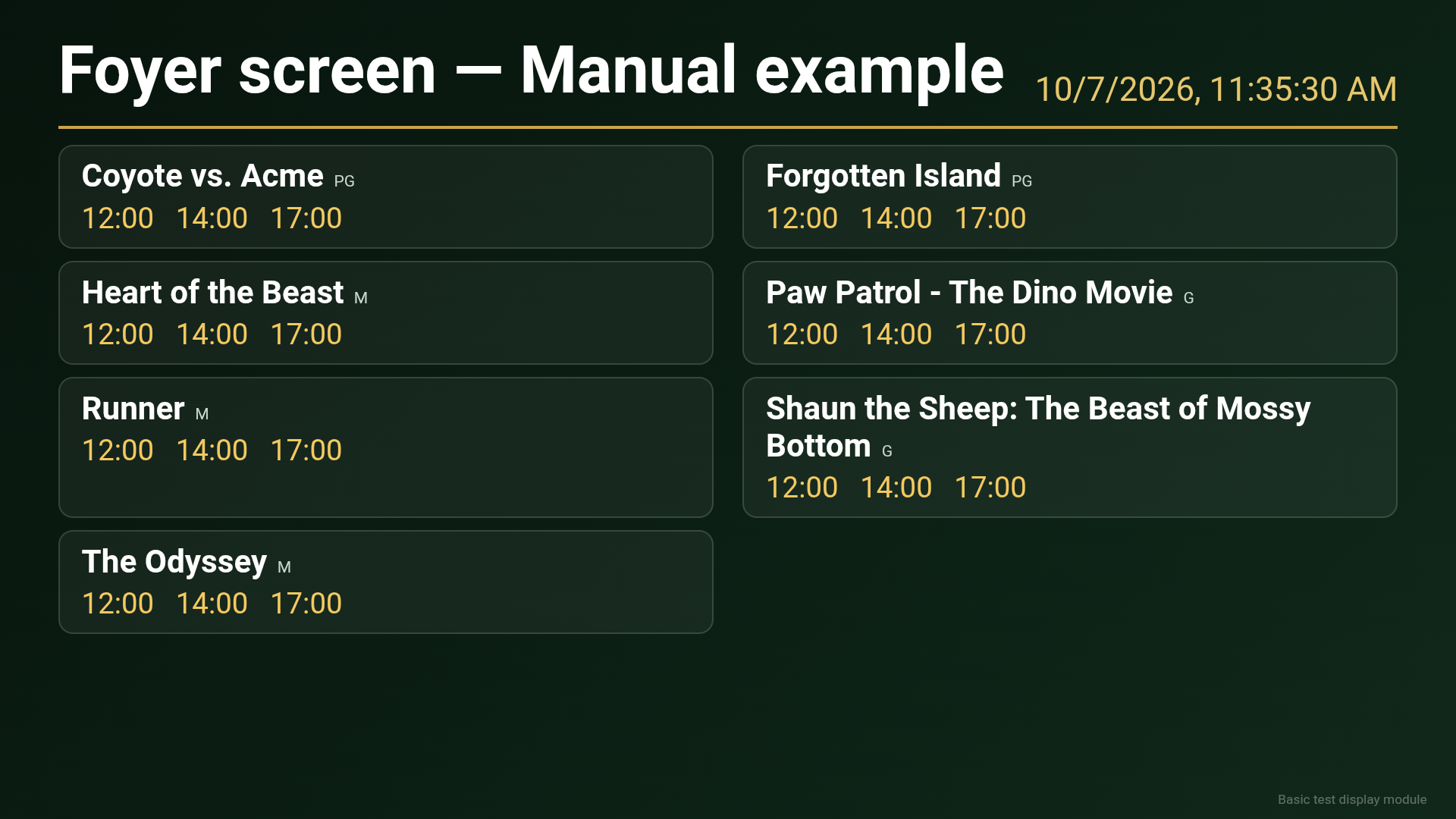 Basic Session Board (Test) running on the Shield