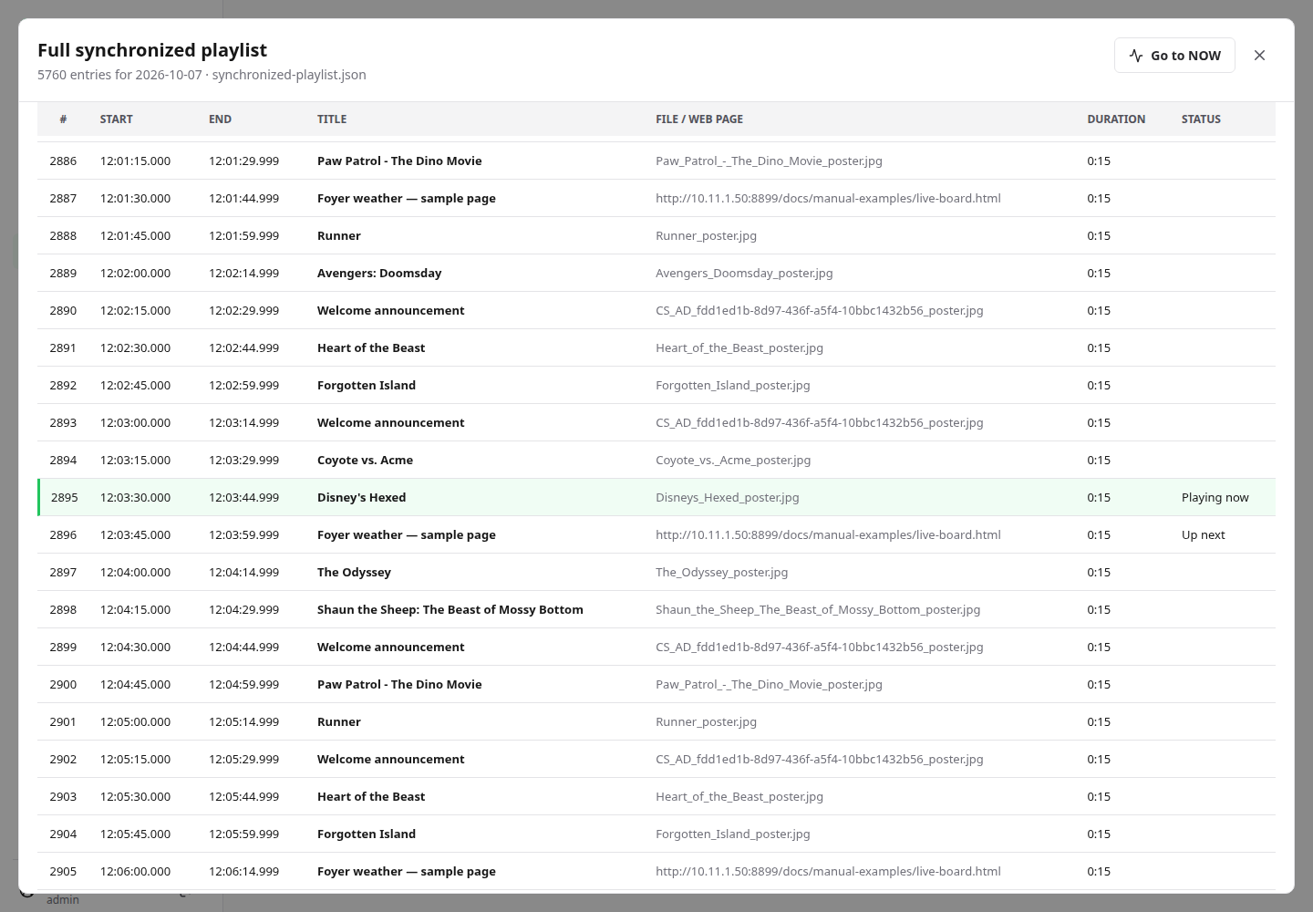 The full synchronized playlist