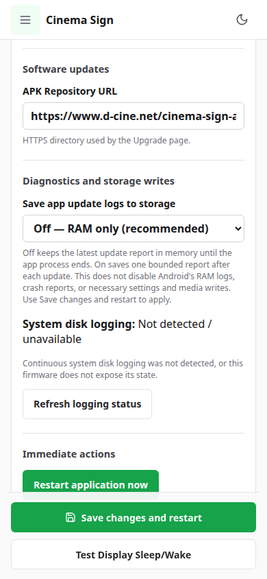 The logging section is also usable on a phone