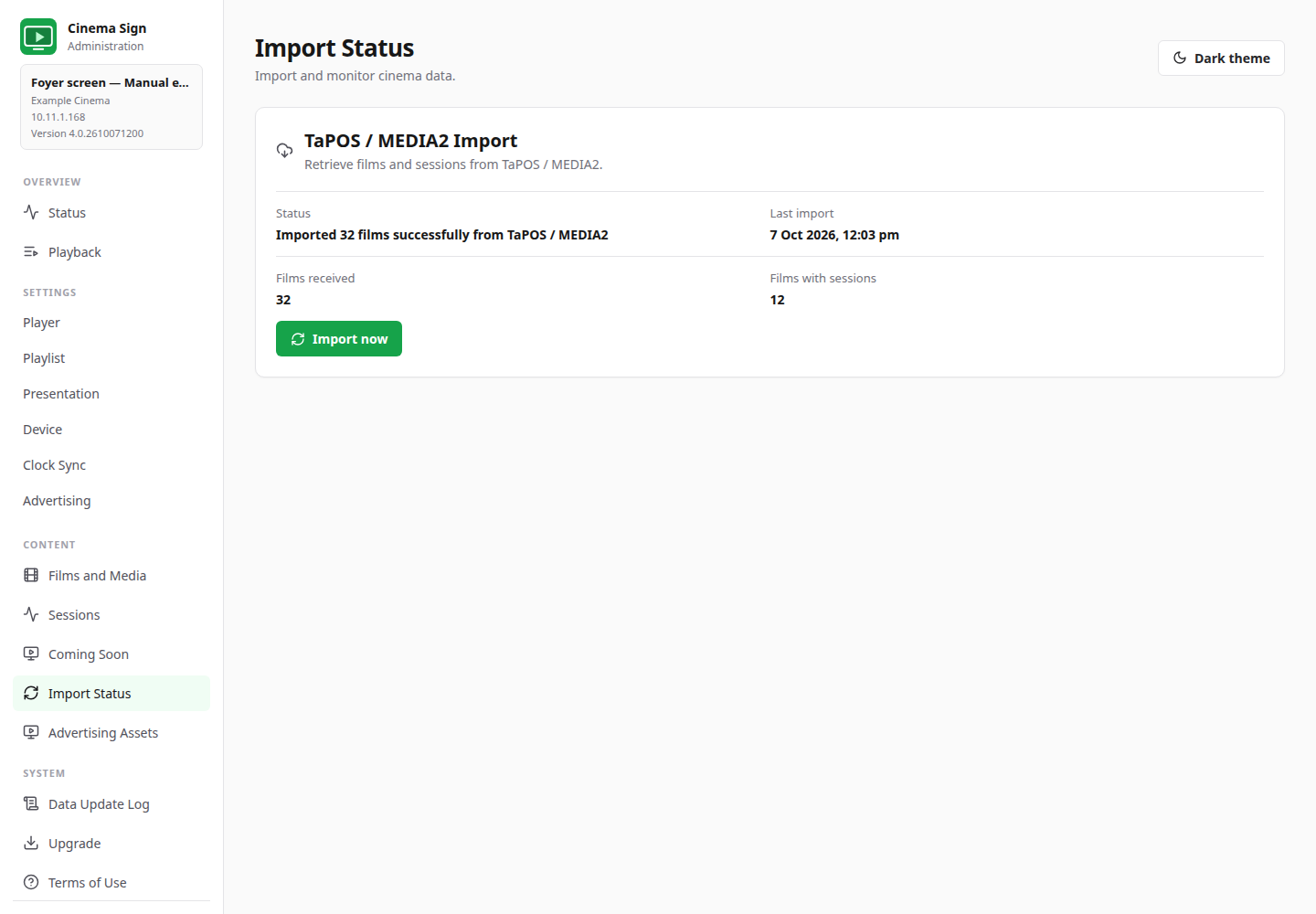 Read the TaPOS import result
